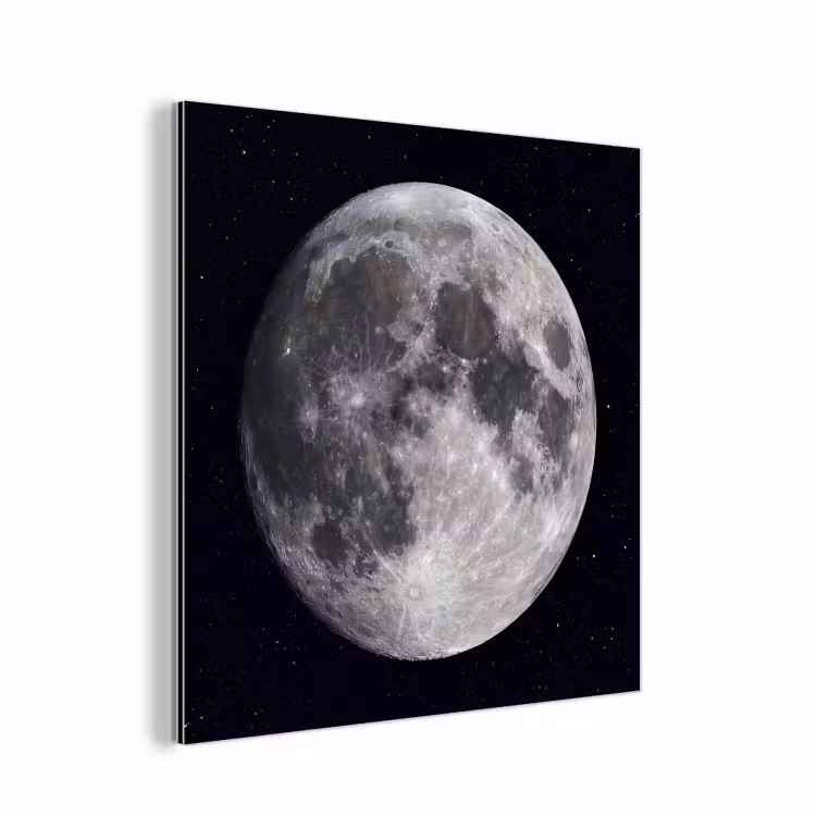 Aluminium schilderij - Maan - Sterren - Ruimte - Maan - Sterren - Ruimte aluminium wit klein
