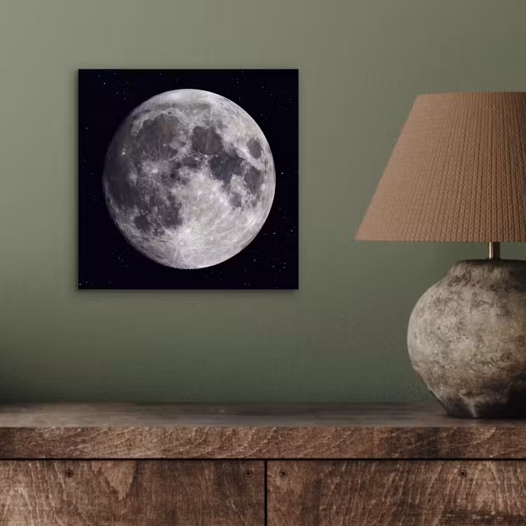 Aluminium schilderij - Maan - Sterren - Ruimte - Maan - Sterren - Ruimte aluminium wit klein