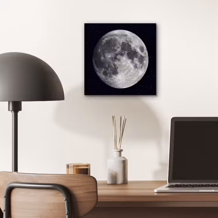 Aluminium schilderij - Maan - Sterren - Ruimte - Maan - Sterren - Ruimte aluminium wit klein
