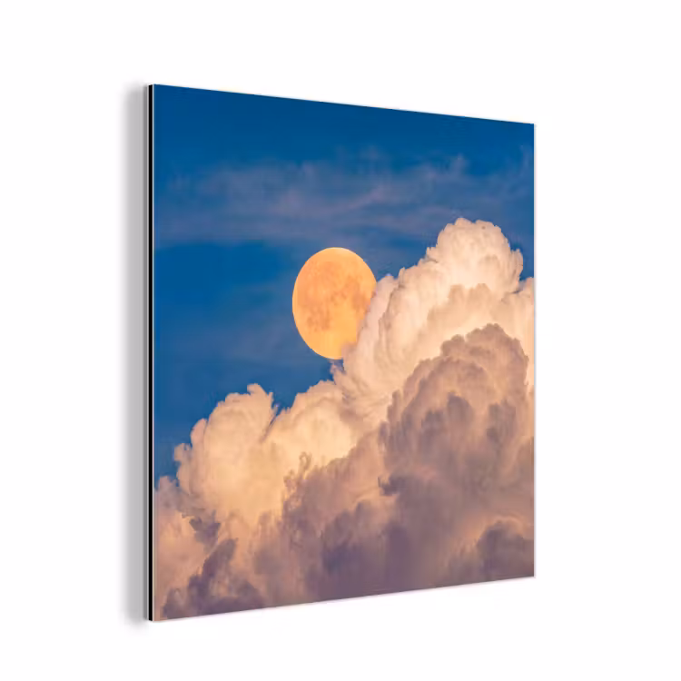 Maan - Wolken - Natuur - Oranje aluminium wit klein -3d