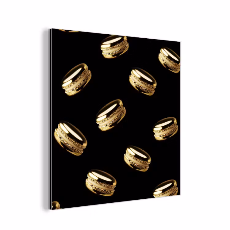 Macarons - Patroon - Goud - Zwart aluminium wit klein -3d