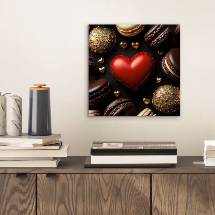 Macarons - Rood - Hart aluminium wit klein -sfeer1