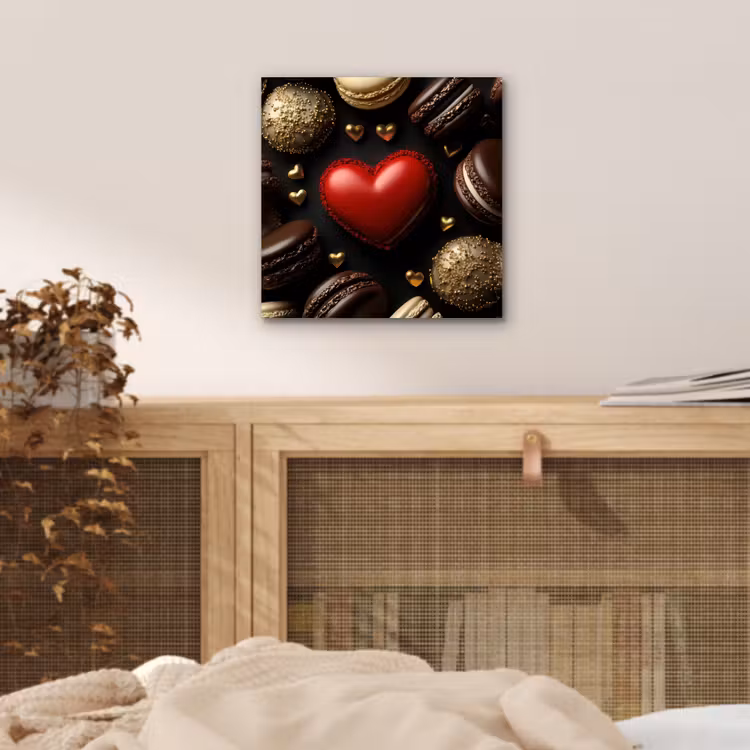 Macarons - Rood - Hart aluminium wit klein -sfeer3