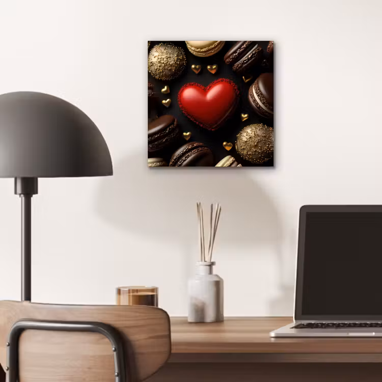 Macarons - Rood - Hart aluminium wit klein -sfeer5