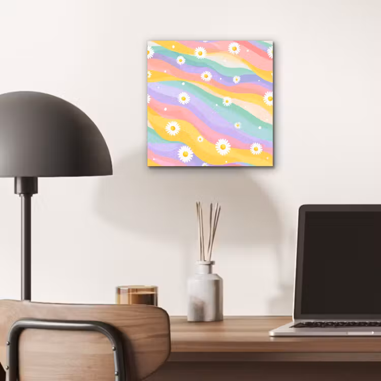 Madeliefjes - Kleurrijk - Pastel - Vrolijk aluminium wit klein -sfeer5