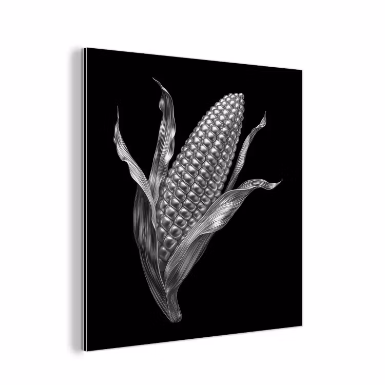 Maïskolf - Glanzend metaal - Elegant aluminium wit klein -3d