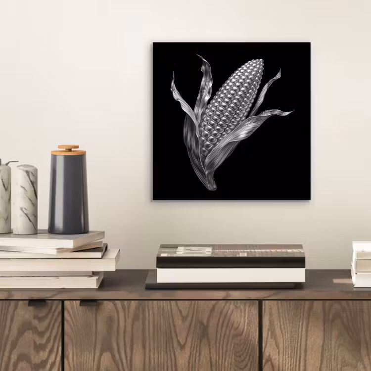 Maïskolf - Glanzend metaal - Elegant aluminium wit klein -sfeer1