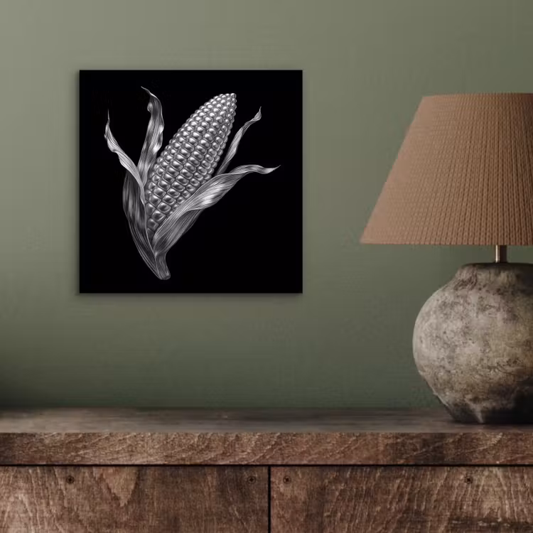 Maïskolf - Glanzend metaal - Elegant aluminium wit klein -sfeer2