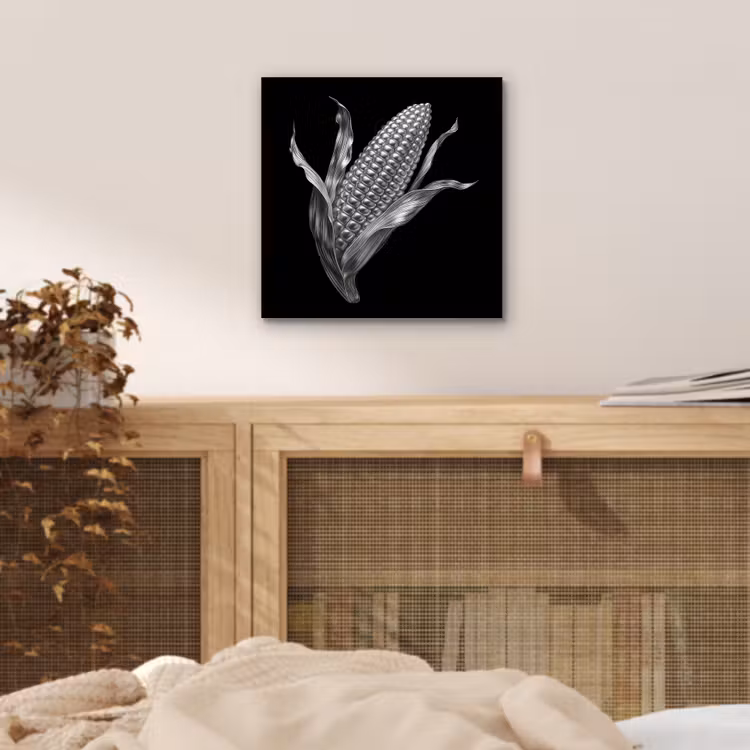 Maïskolf - Glanzend metaal - Elegant aluminium wit klein -sfeer3