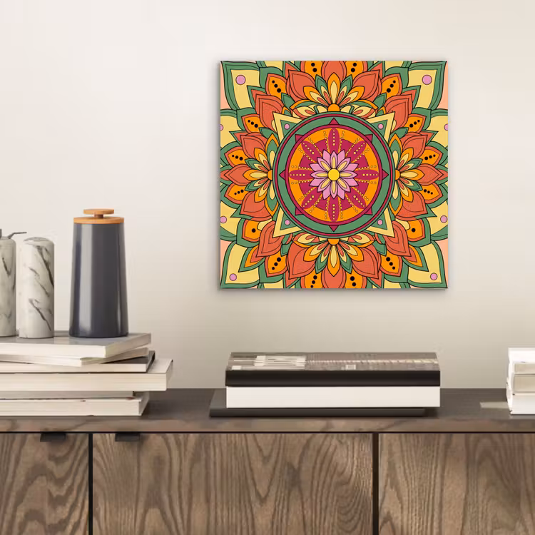 Mandala - Bloemen - Abstract - Kleurrijk aluminium wit klein -sfeer1