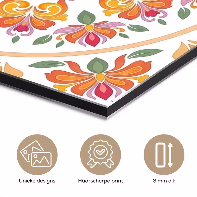 Mandala - Bloemen - Decoratie - Kleurrijk - Abstract aluminium wit klein -closeup_NL