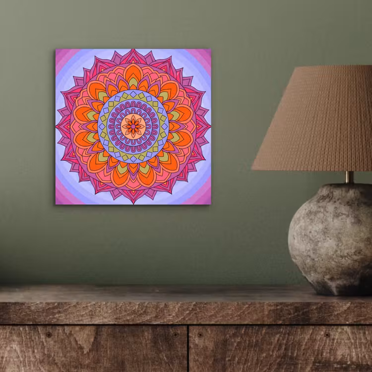 Mandala - Cirkel - Abstract - Kleurrijk - Patroon aluminium wit klein -sfeer2