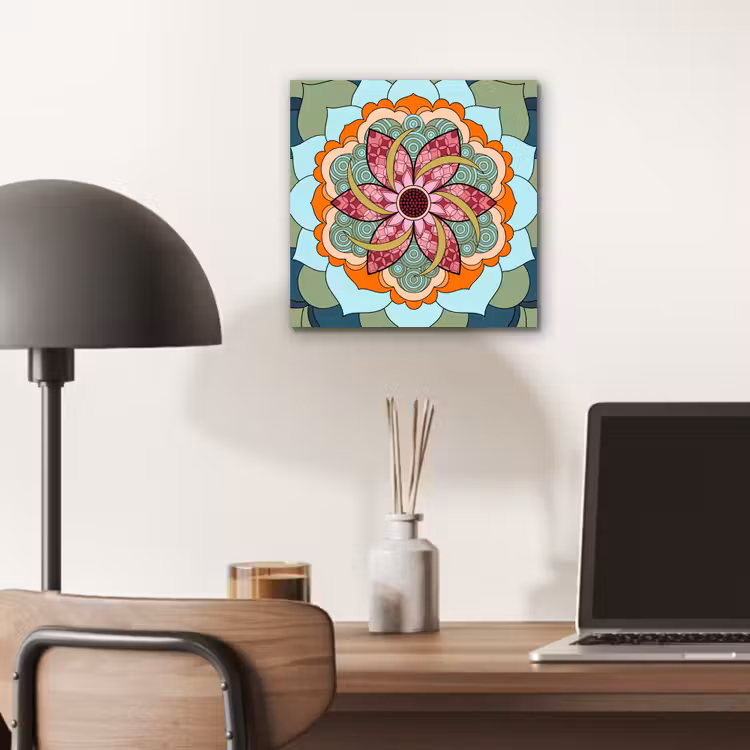 Mandala - Geometrisch - Kunst - Decoratief - Kleurrijk aluminium wit klein -sfeer5