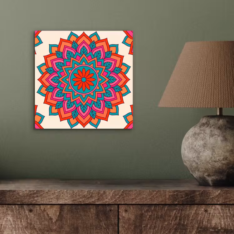 Mandala - Patroon - Abstract - Kleurrijk - Modern aluminium wit klein -sfeer2
