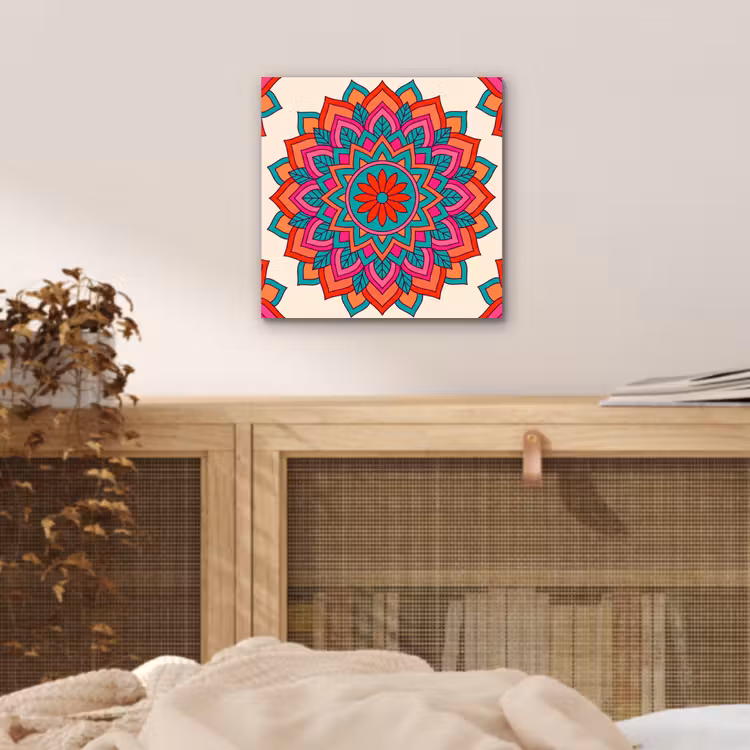 Mandala - Patroon - Abstract - Kleurrijk - Modern aluminium wit klein -sfeer3
