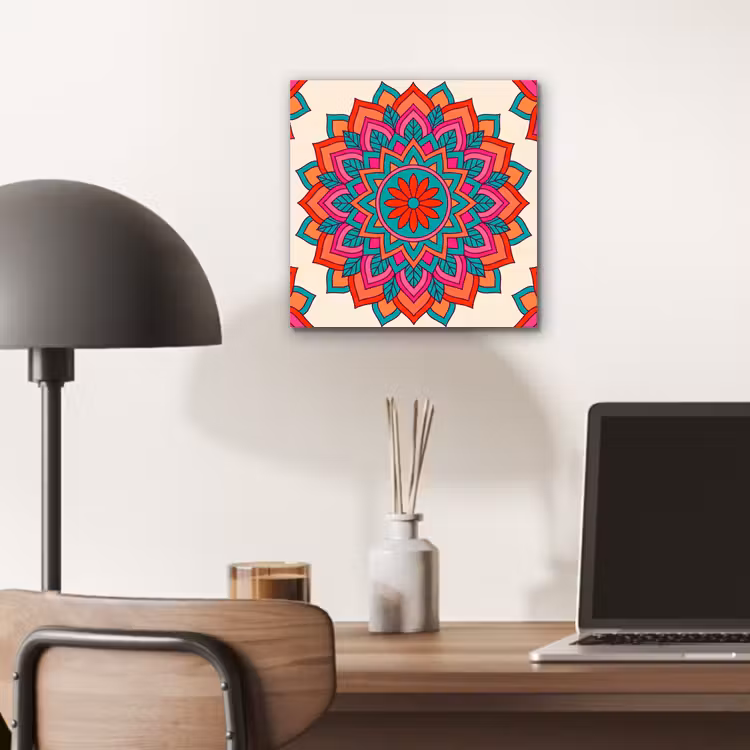 Mandala - Patroon - Abstract - Kleurrijk - Modern aluminium wit klein -sfeer5