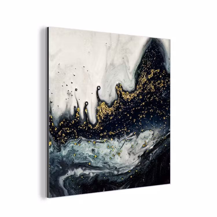 Marmer - Abstract - Goud - Luxe aluminium wit klein -3d