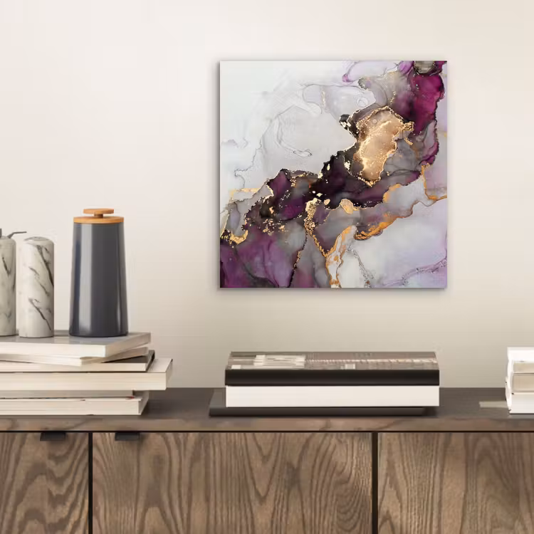 Marmer - Abstract - Goud - Paars aluminium wit klein -sfeer1