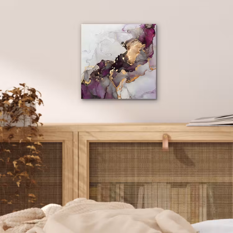 Marmer - Abstract - Goud - Paars aluminium wit klein -sfeer3