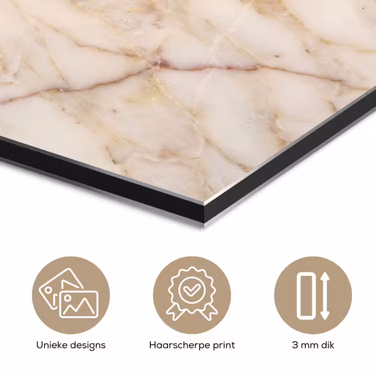 Marmer - Ader - Abstract - Wit - Goud aluminium wit klein -closeup_NL