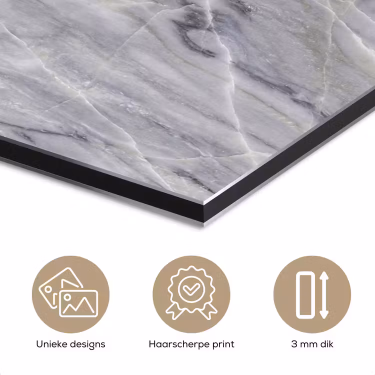 Marmer - Ader - Patroon - Abstract - Grijs aluminium wit klein -closeup_NL