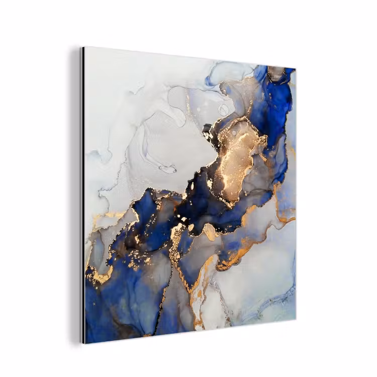 Marmer - Blauw - Goud aluminium wit klein -3d