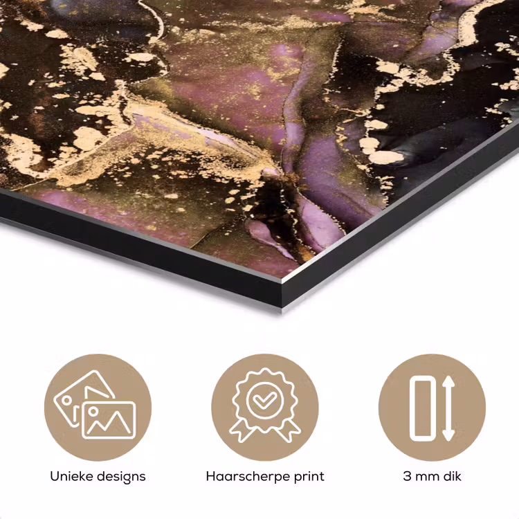 Marmer - Gold - Steen - Abstract aluminium wit klein -closeup_NL
