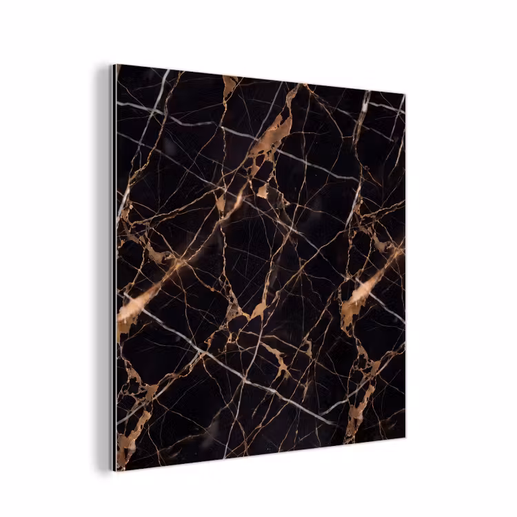 Marmer - Goud - Abstract - Zwart aluminium wit klein -3d