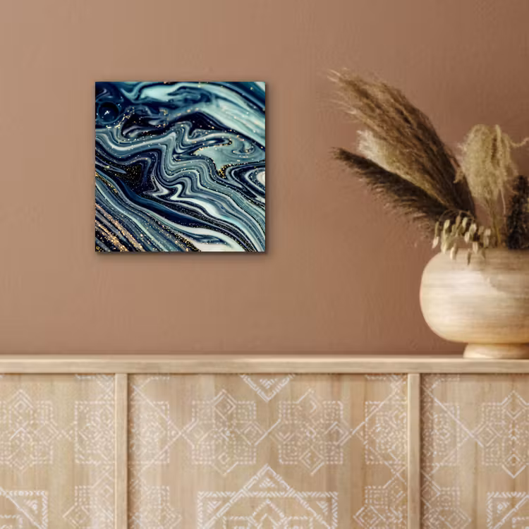 Marmer - Goud - Blauw - Glitter - Marmerlook - Abstract aluminium wit klein -sfeer4