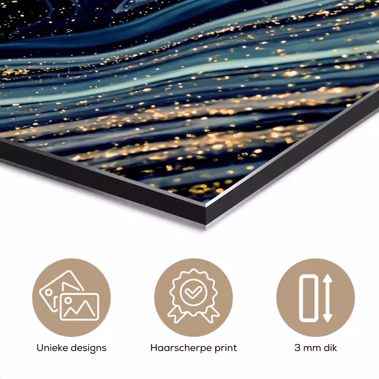 Marmer - Goud - Blauw - Glitter - Marmerlook - Abstract aluminium wit klein -closeup_NL