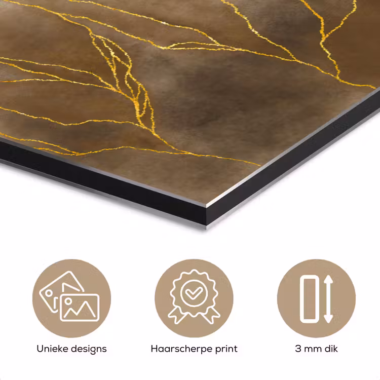 Marmer - Goud - Bruin - Textuur - Marmerlook aluminium wit klein -closeup_NL