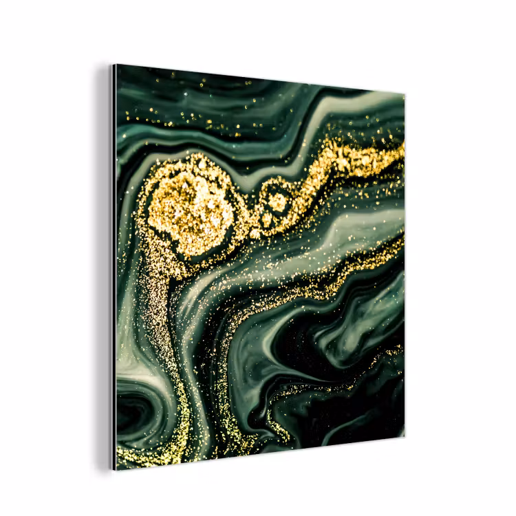 Marmer - Goud - Glitter - Groen - Marmerlook - Luxe aluminium wit klein -3d