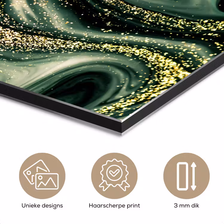 Marmer - Goud - Glitter - Groen - Marmerlook - Luxe aluminium wit klein -closeup_NL