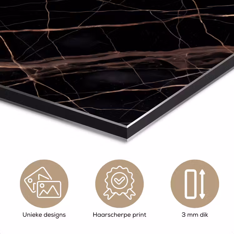Marmer - Goud - Patroon - Luxe - Zwart aluminium wit klein -closeup_NL