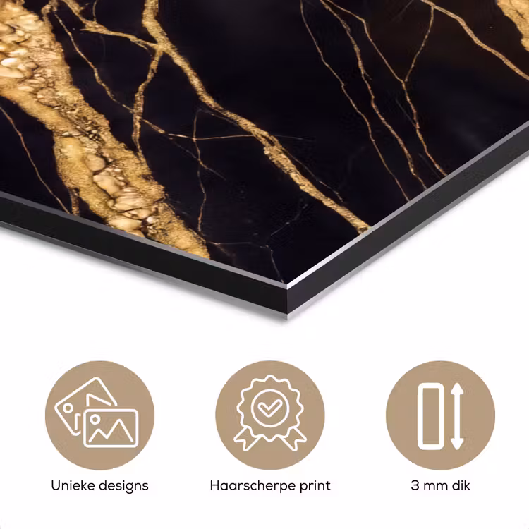 Marmer - Goud - Textuur - Abstract - Zwart aluminium wit klein -closeup_NL