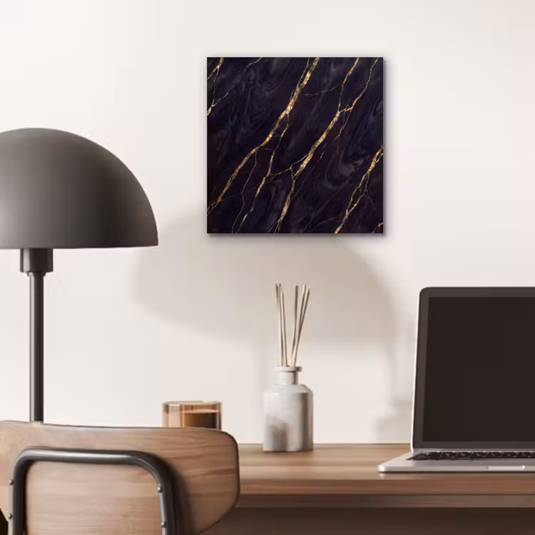Marmer - Gouden aders - Abstract - Zwart aluminium wit klein -sfeer5