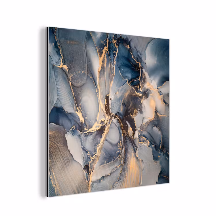 Marmer - Grijs - Blauw - Luxe - Goud aluminium wit klein -3d