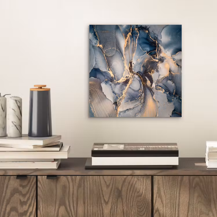 Marmer - Grijs - Blauw - Luxe - Goud aluminium wit klein -sfeer1