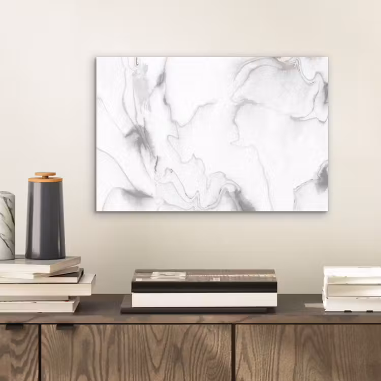 Marmer - Grijs - Wit - Abstract - Marmerlook aluminium wit klein -sfeer1