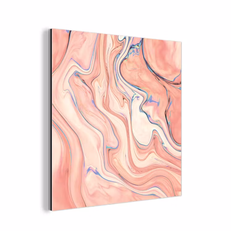 Marmer - Pastel - Roze - Blauw - Marmerlook - Abstract aluminium wit klein -3d