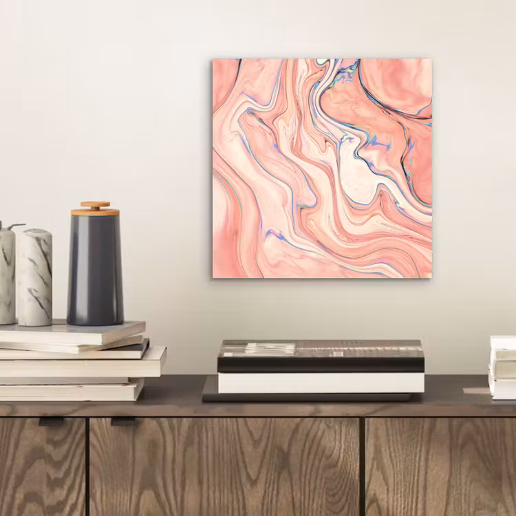 Marmer - Pastel - Roze - Blauw - Marmerlook - Abstract aluminium wit klein -sfeer1