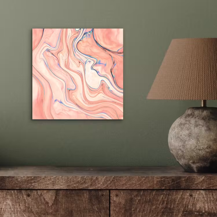 Marmer - Pastel - Roze - Blauw - Marmerlook - Abstract aluminium wit klein -sfeer2