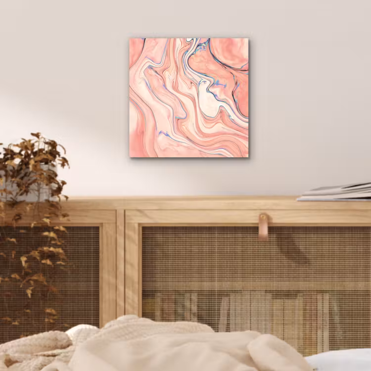 Marmer - Pastel - Roze - Blauw - Marmerlook - Abstract aluminium wit klein -sfeer3