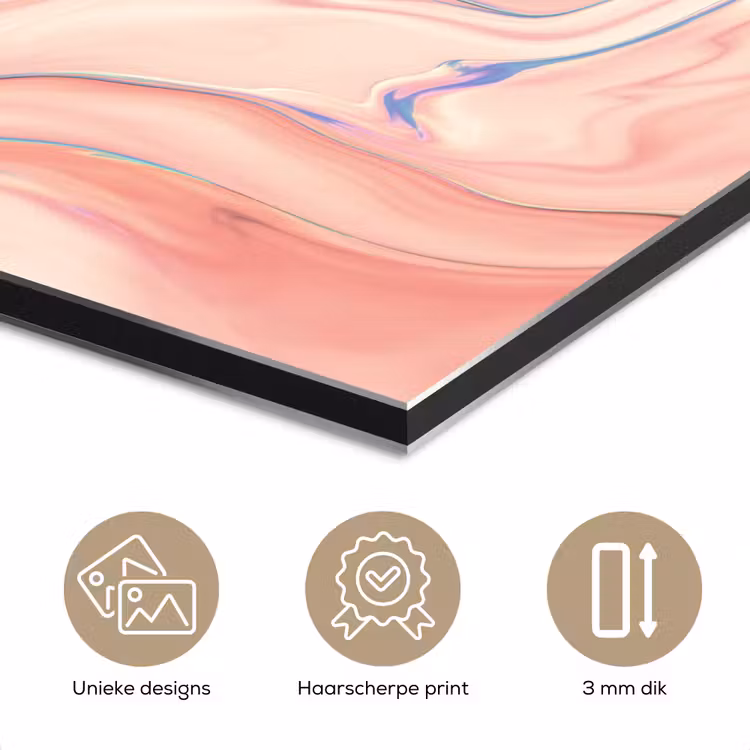 Marmer - Pastel - Roze - Blauw - Marmerlook - Abstract aluminium wit klein -closeup_NL