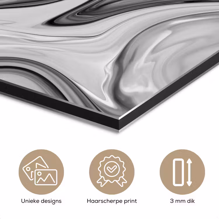Marmer - Patronen - Grijs - Marmerlook - Zwart aluminium wit klein -closeup_NL