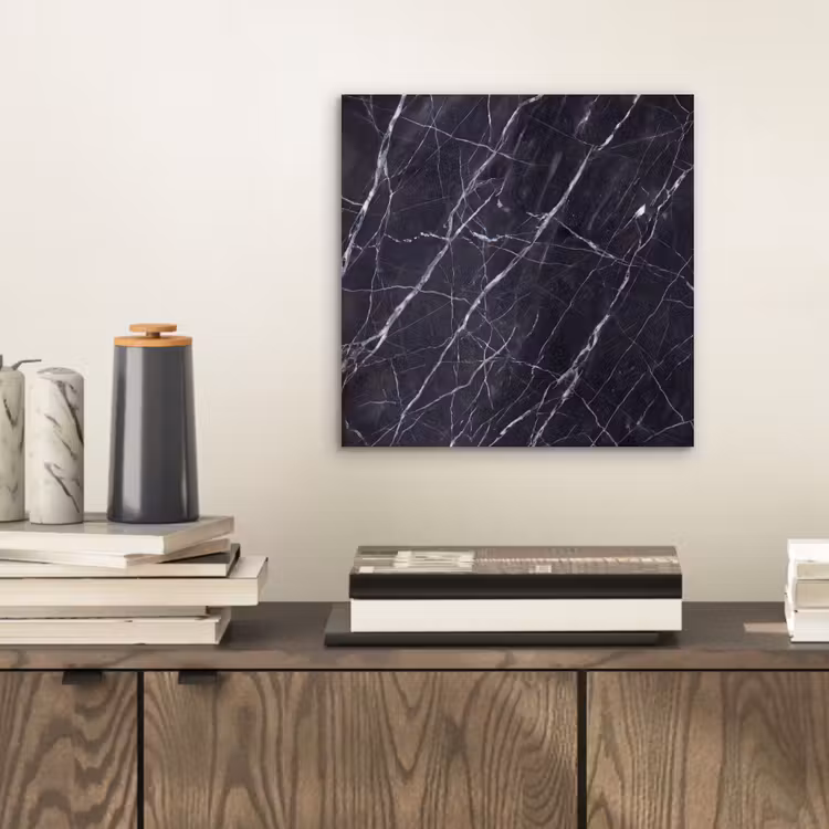 Marmer - Patroon - Modern - Zwart - Wit aluminium wit klein -sfeer1