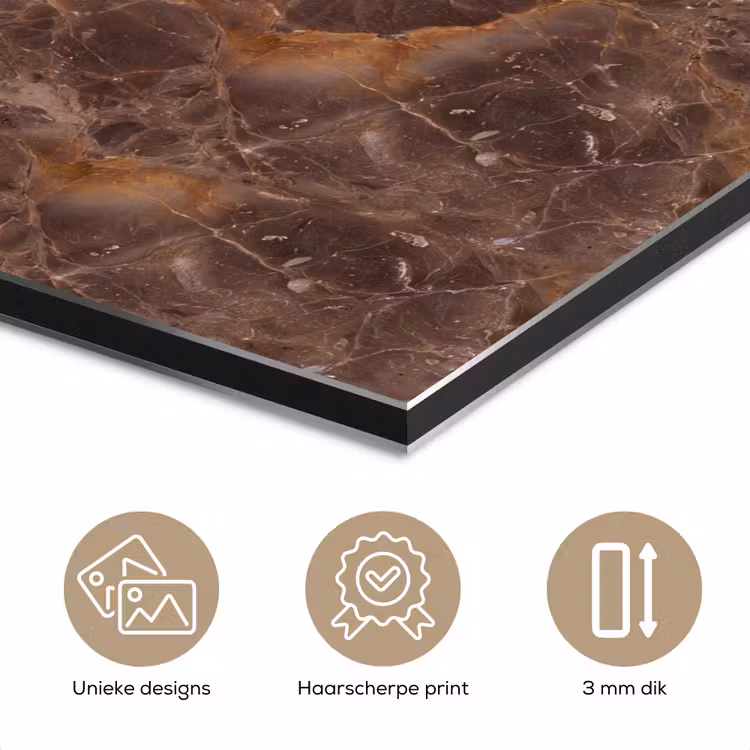 Marmer - Patroon - Natuur - Bruin - Goud aluminium wit klein -closeup_NL