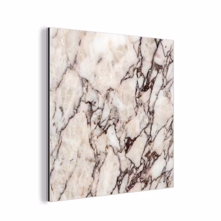 Marmer - Textuur - Abstract - Wit - Bruin aluminium wit klein -3d