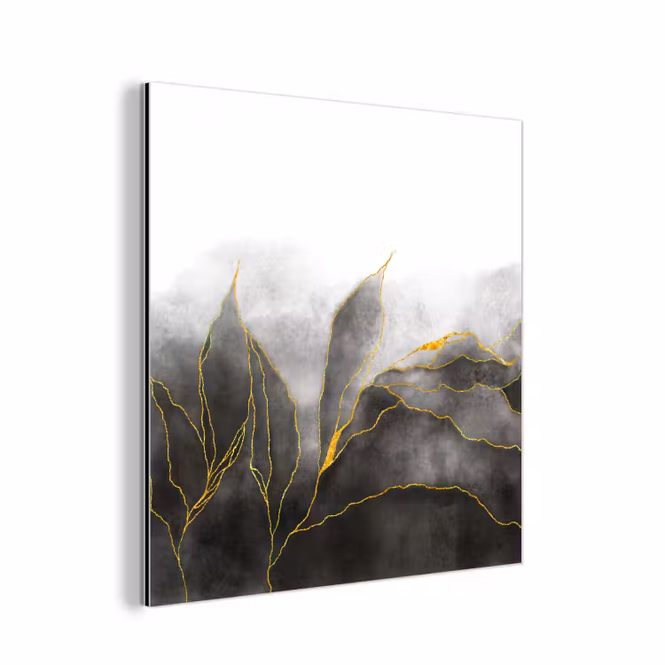 Marmer - Zwart - Goud - Luxe - Marmerlook aluminium wit klein -3d