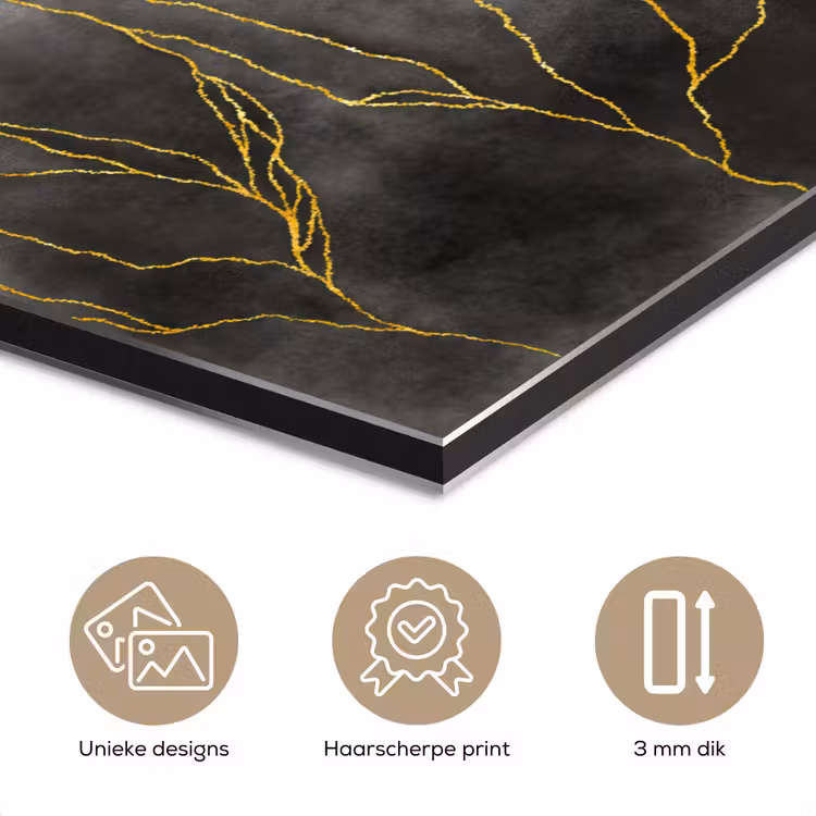Marmer - Zwart - Goud - Luxe - Marmerlook aluminium wit klein -closeup_NL